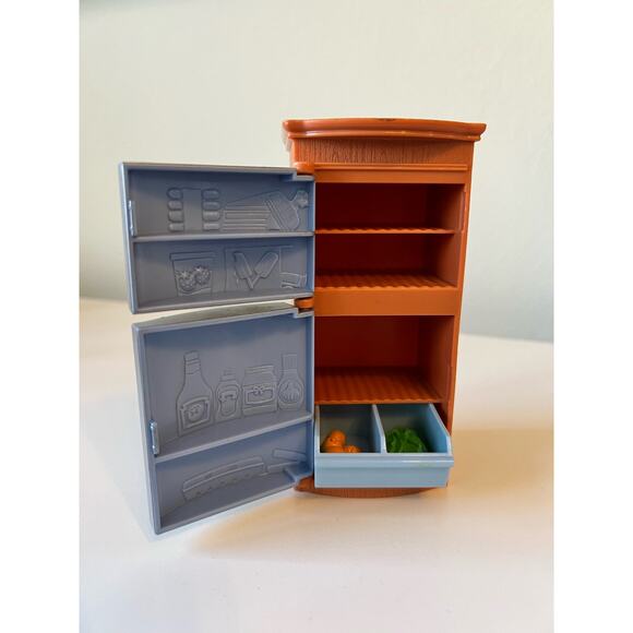 Fisher Price Loving Family Brown Silver Refrigerator Freezer Produce Drawer 2005 - Picture 5 of 5